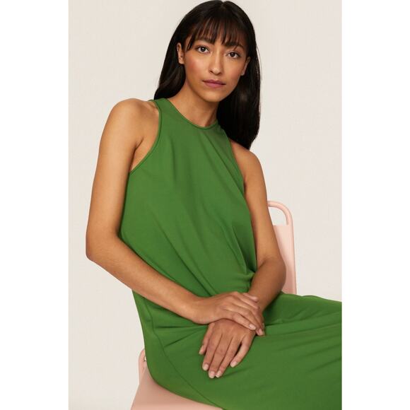 Tibi Serpentine Green Sleeveless Tank Midi Dress Size 4 - Picture 4 of 14